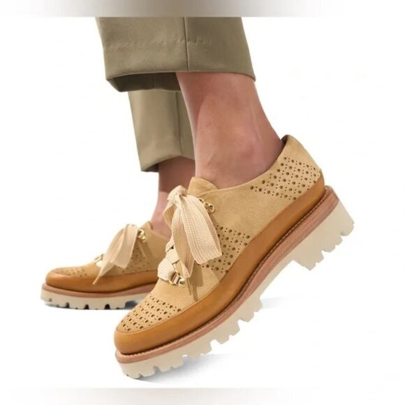 THE OFFICE OF ANGELA SCOTT *NEW* Ms. Josephine Perforated Suede Oxford Loafers - Picture 4 of 16